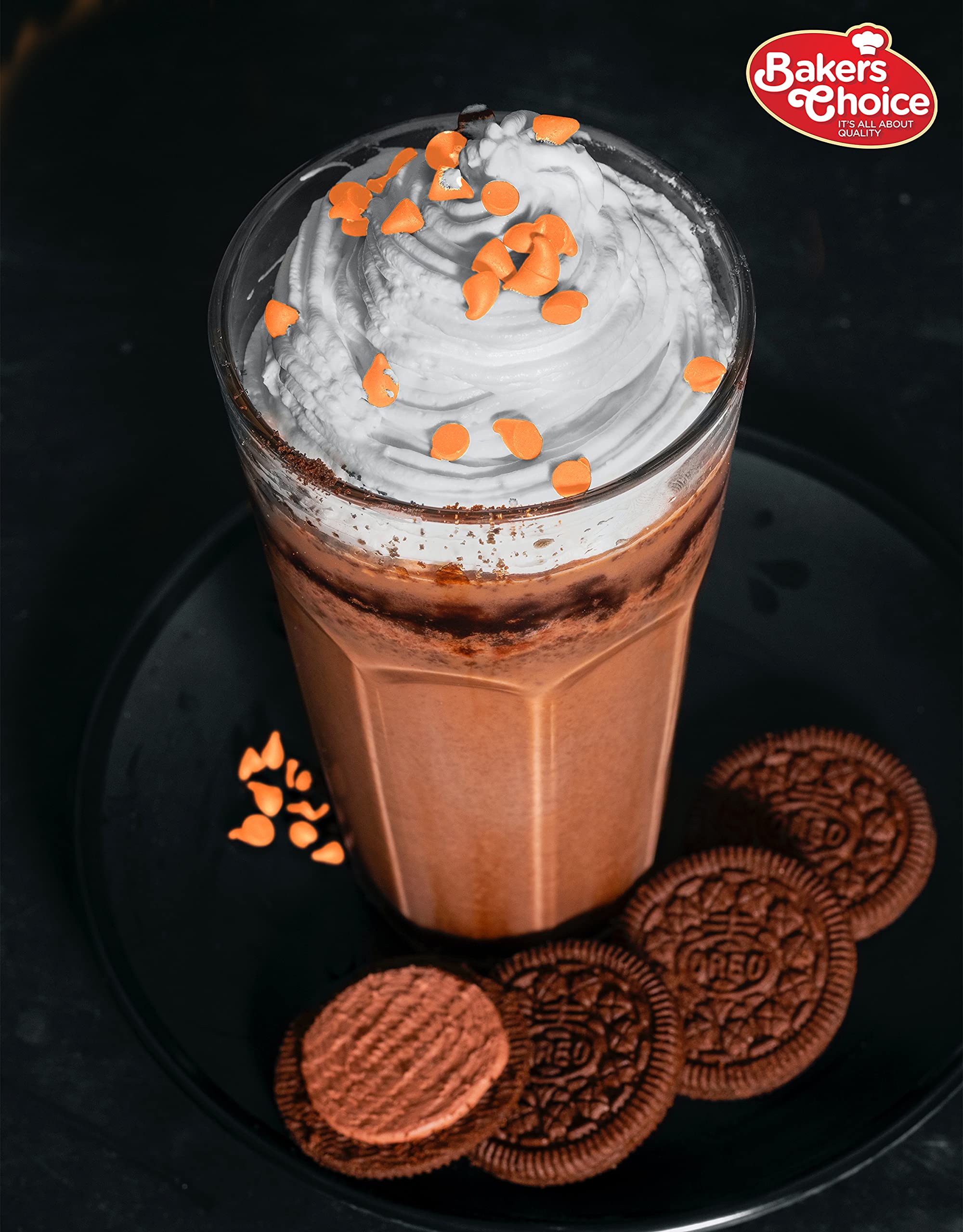 Chips sprinkled on ice cream or yogurt with Baker's Choice.