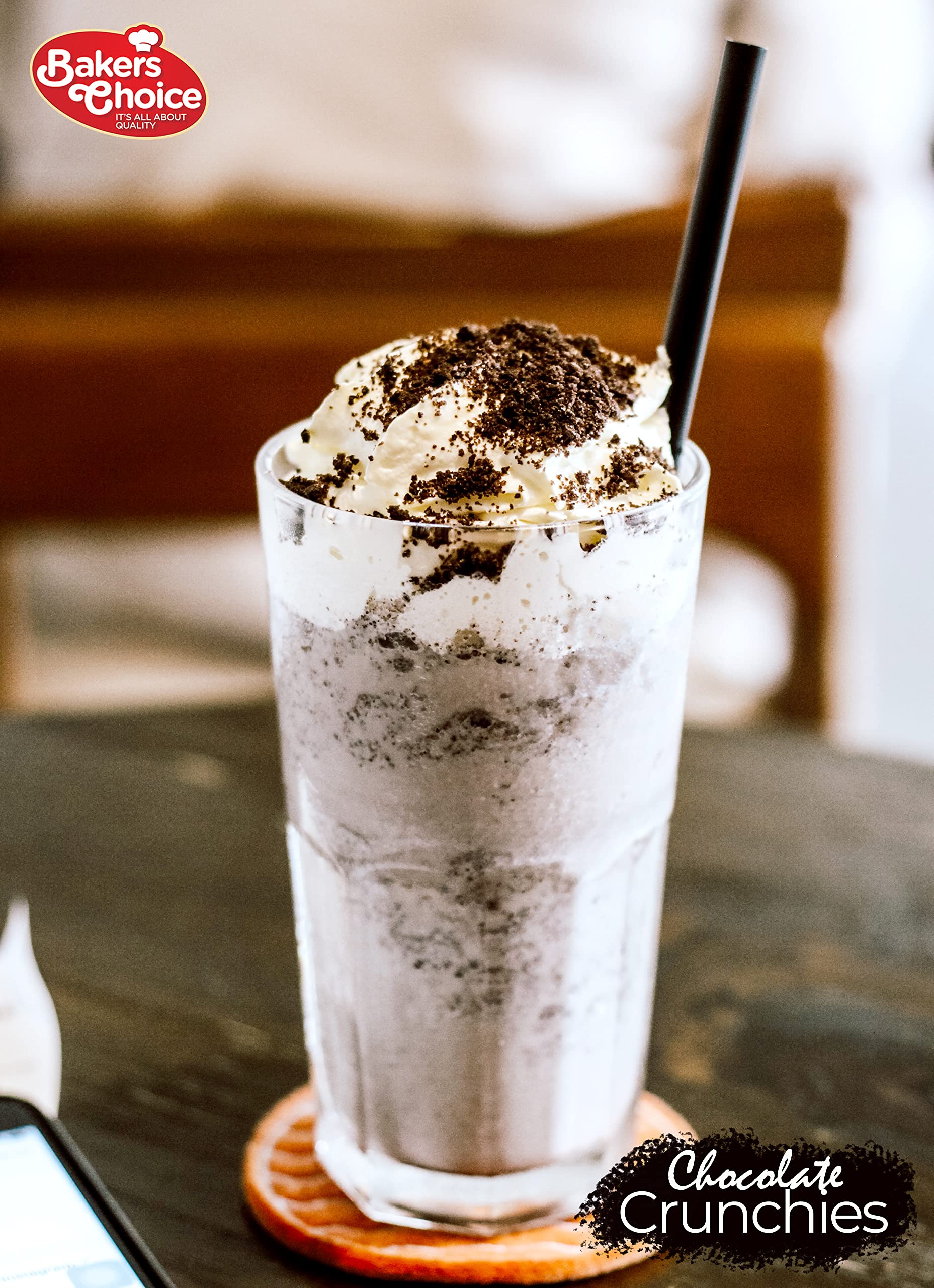 Baker's Choice Chocolate Crunch Topping is dairy-free for versatile recipes.