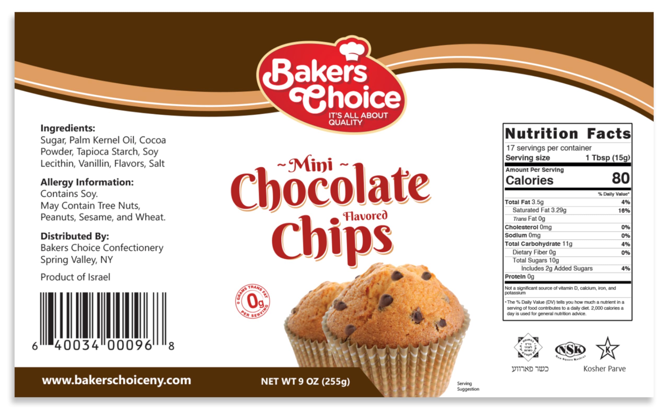 Baker's Choice chips baked into cookies for texture and flavor.