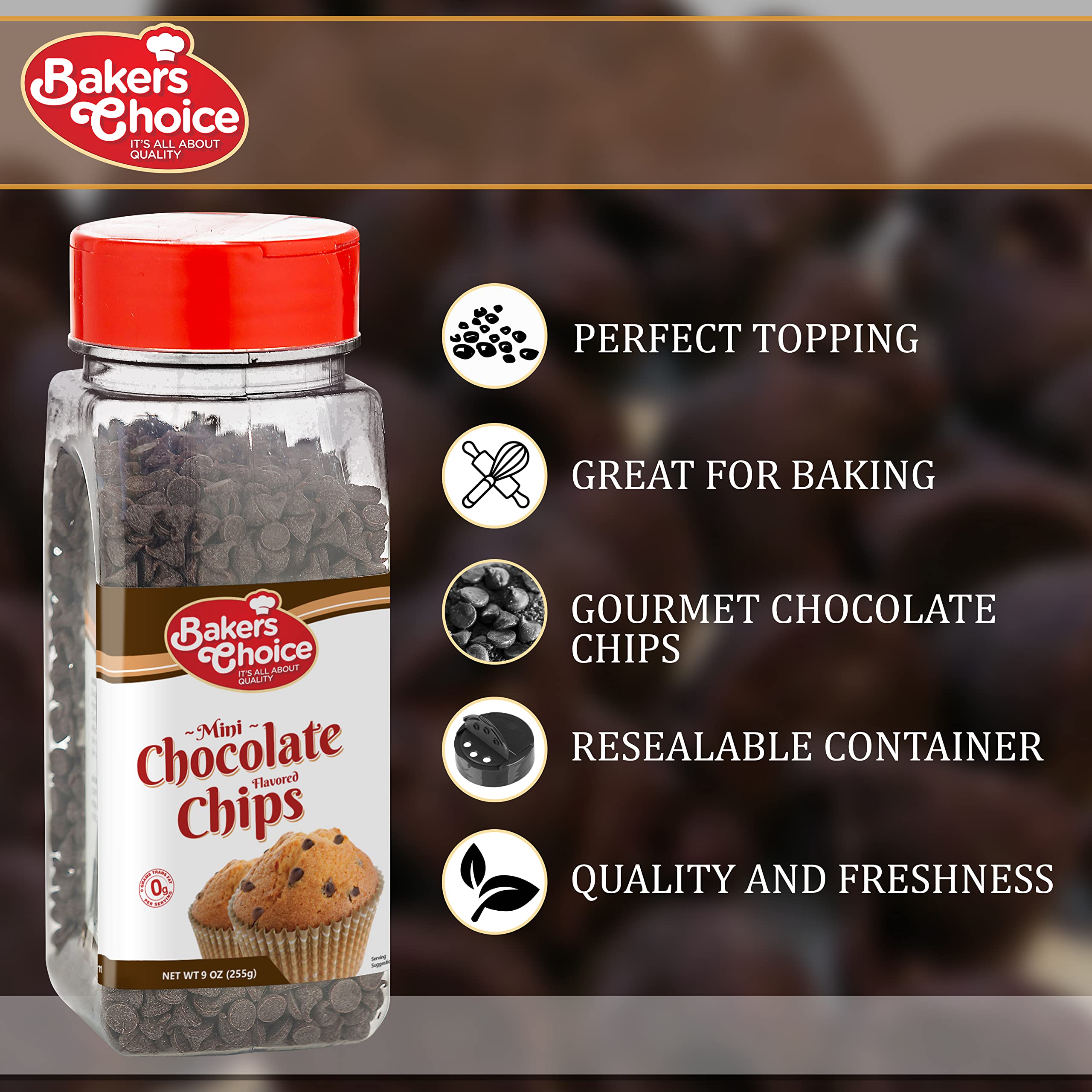 Baker's Choice chips melted into brownies and pancakes for richness.