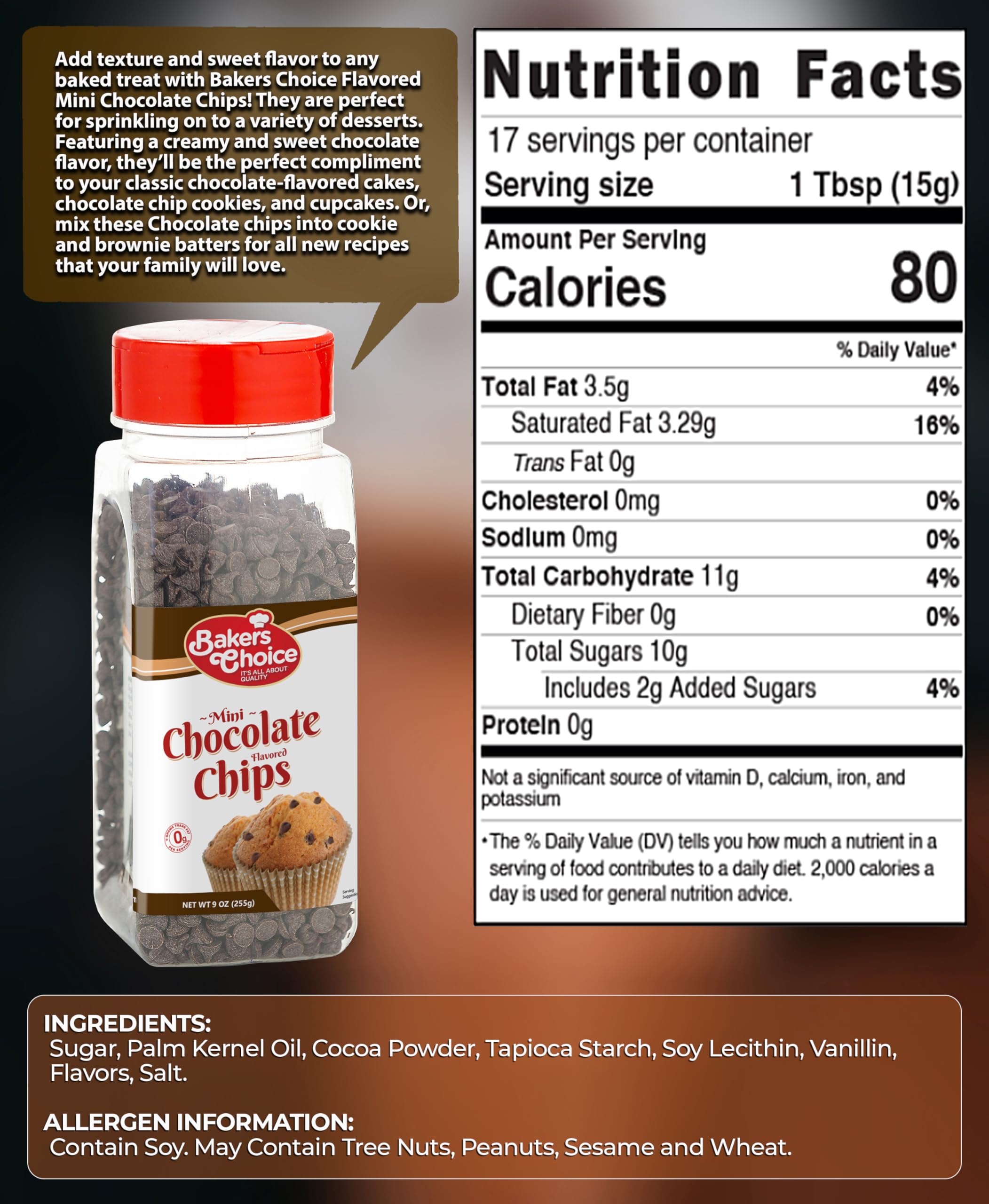 Baker's Choice mini chips as ice cream topping for a rich chocolate drizzle.