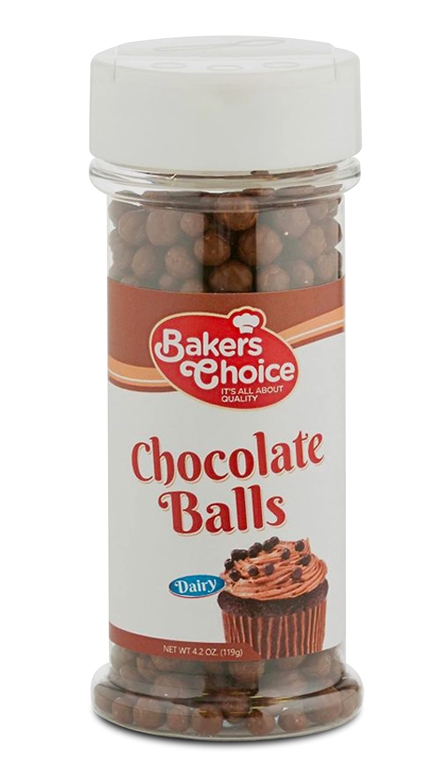 Baker’s Choice Crunchy Chocolate Pearls packaging jar preserves freshness