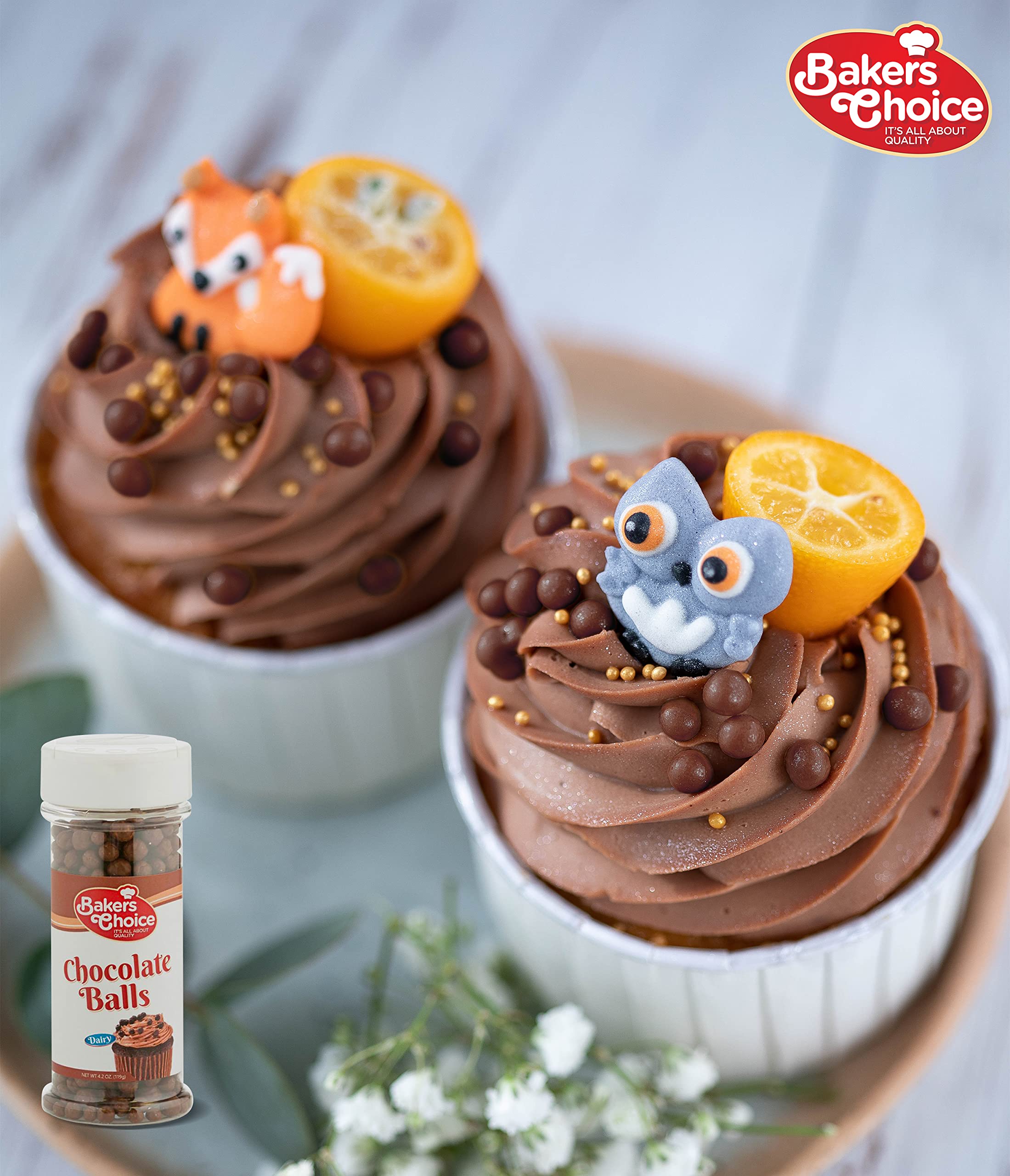 Baker’s Choice Pour-top jar for easy, mess-free sprinkling