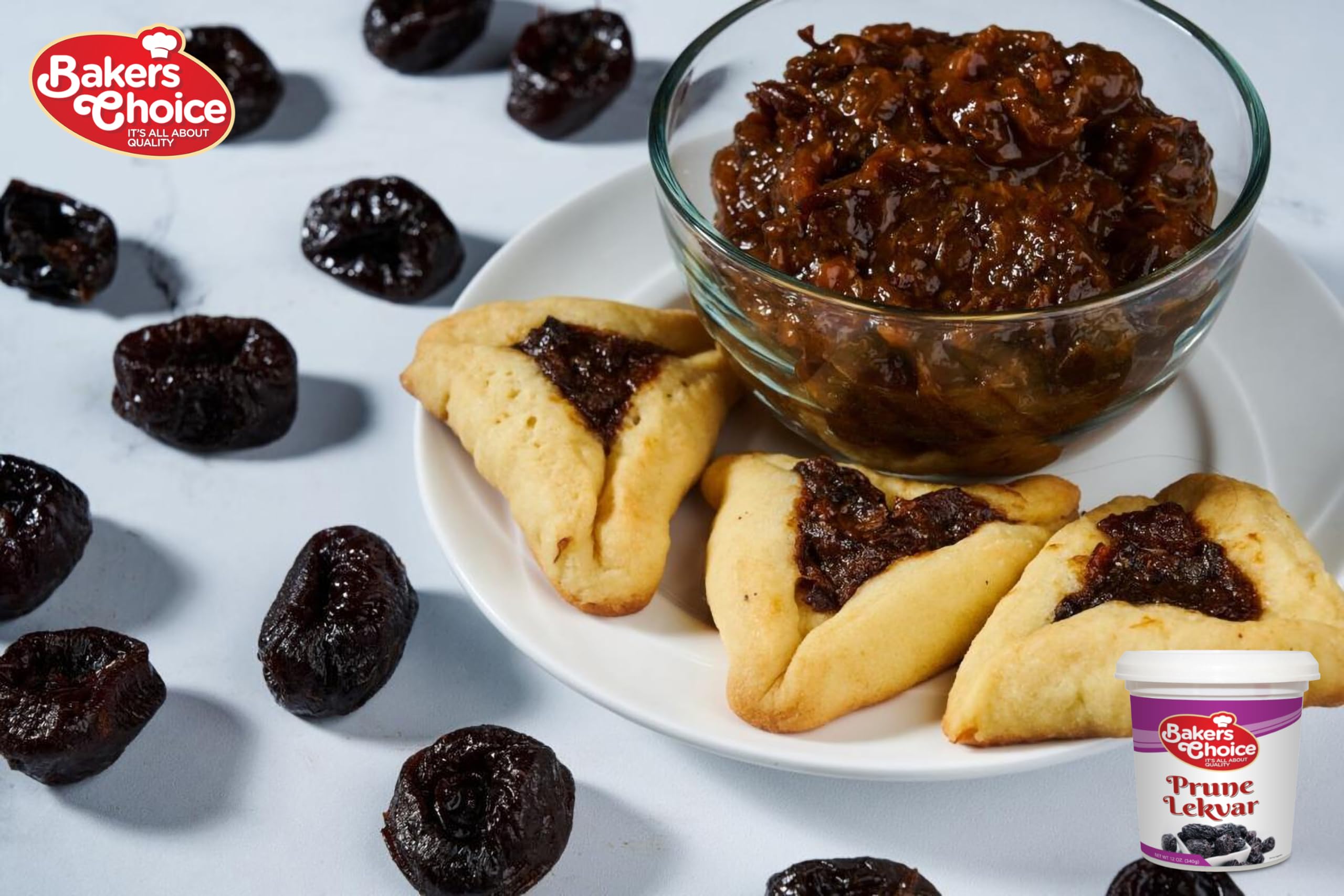 Baker's Choice Prune Butter Lekvar topping used as glaze on desserts