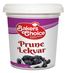 Baker's Choice Prune Butter Lekvar jar shows creamy dairy-free filling for pastries and cakes
