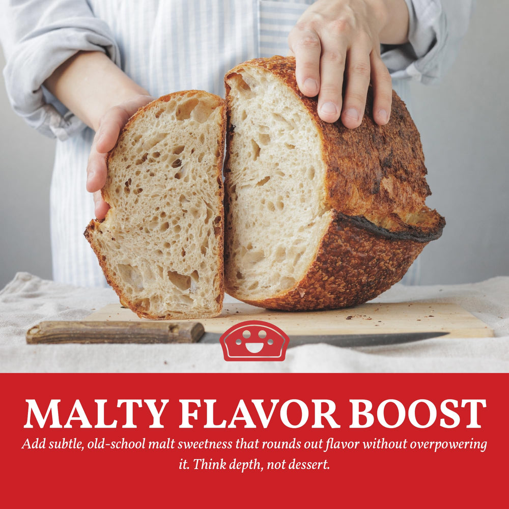 Bakers Club Barley Malt Syrup crust color shine emphasizes bakery-style finish.