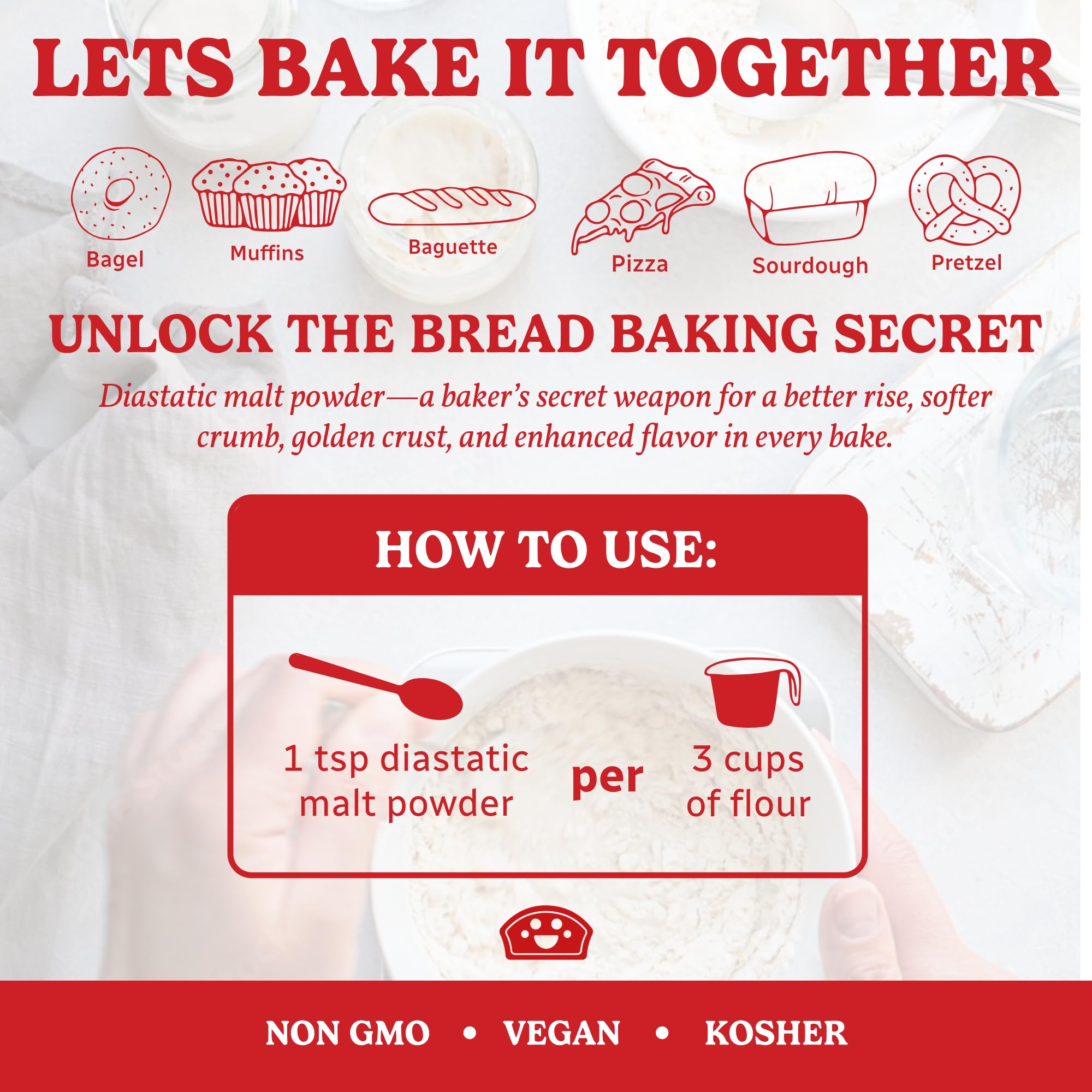 Bakers Club Diastatic Malt Powder rising dough captures improved rise and airy crumb