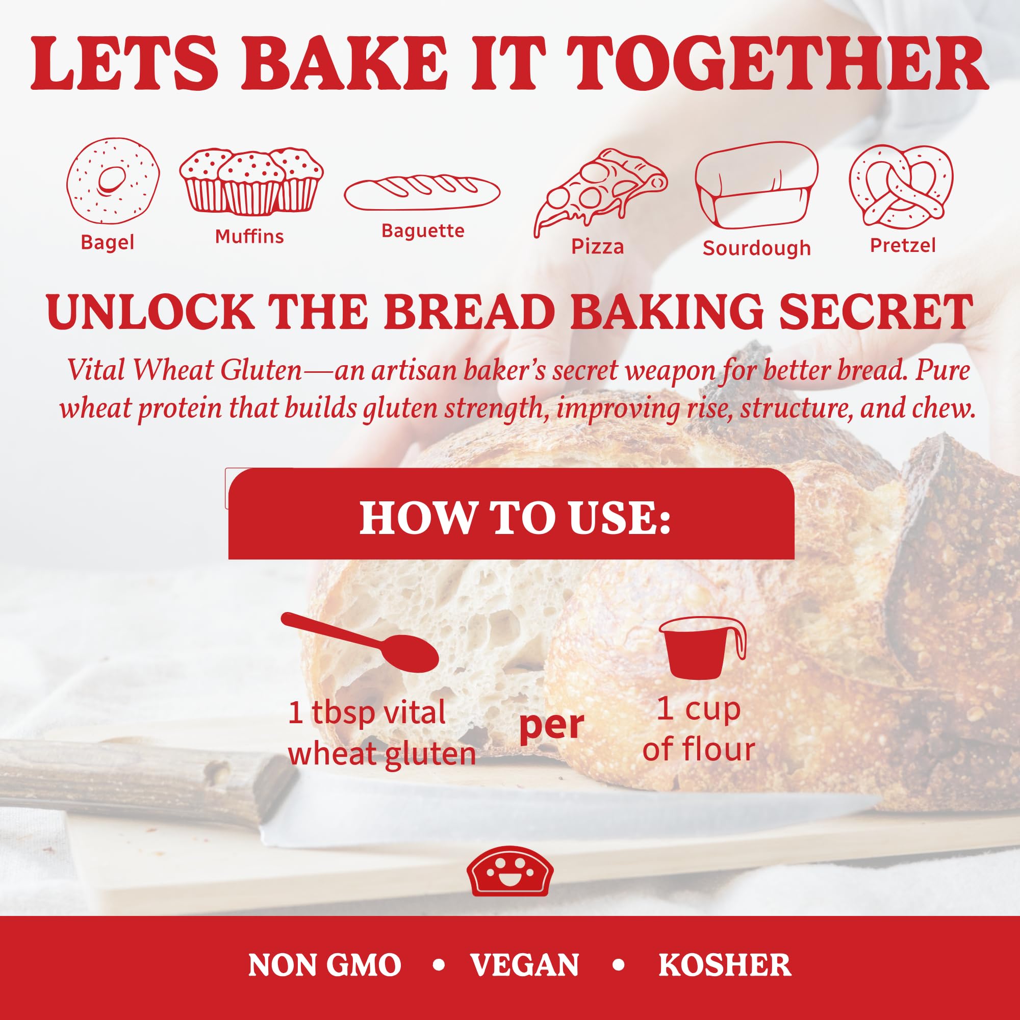 BAKERS CLUB Vital Wheat Gluten dough-structure close-up shows stronger gluten network and rise