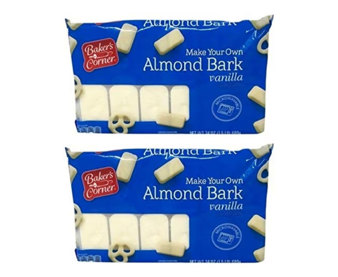 Baker's Corner Almond Bark Vanilla 24oz pack melts smoothly for desserts