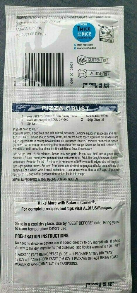 Baker's Corner Rapid Rise yeast pack showing convenient 3-pack for multiple loaves.