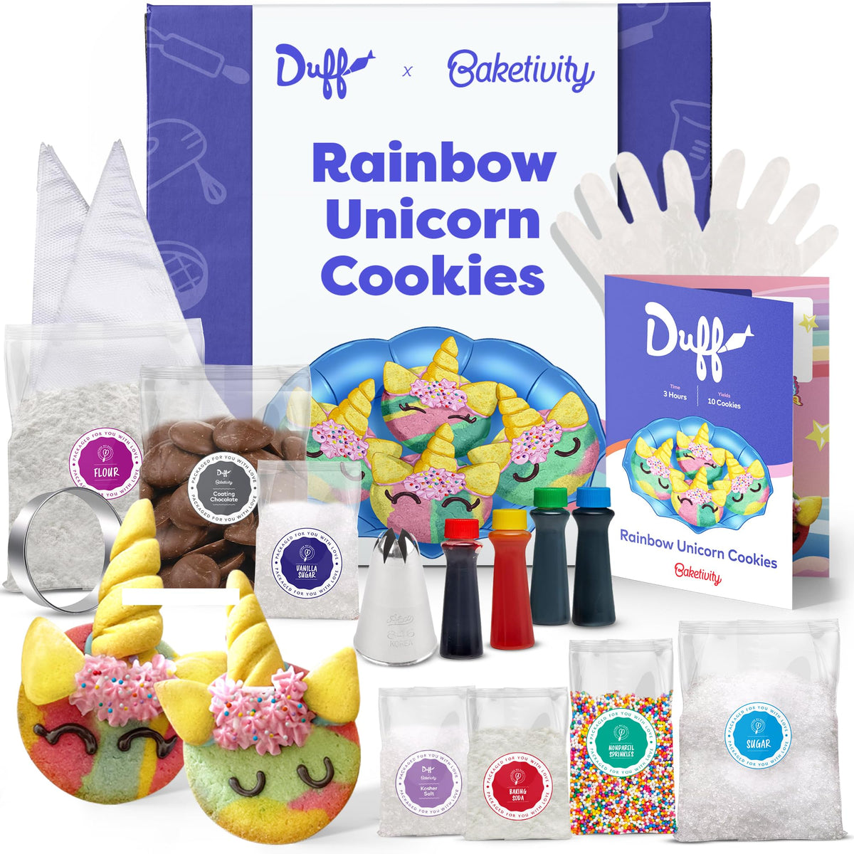 Baketivity Duff Goldman unicorn cookies kit in action for family baking fun.