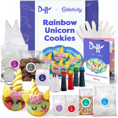 Baketivity Duff Goldman unicorn cookies kit in action for family baking fun.
