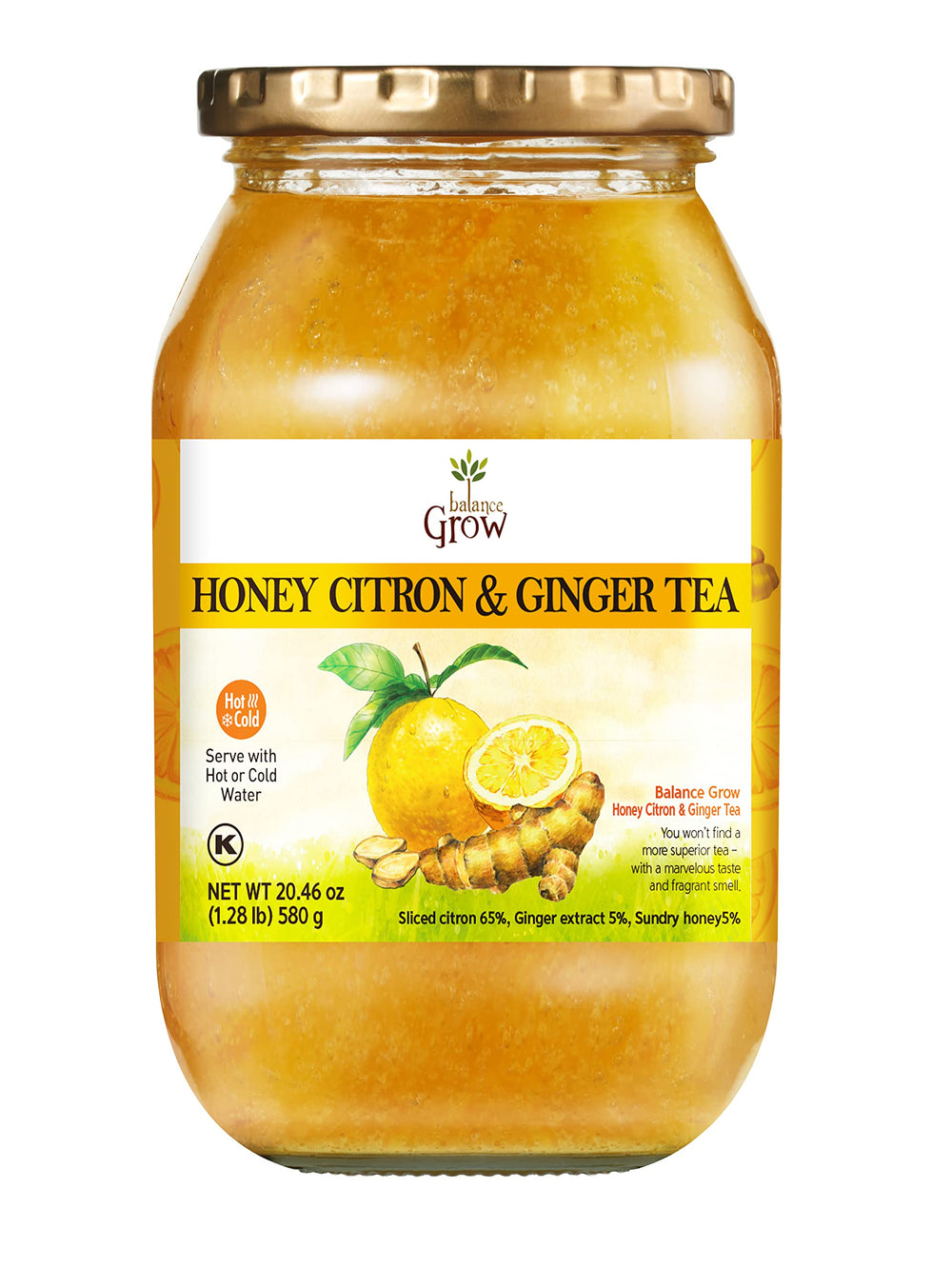 Balance Grow Honey Citron Ginger Tea pack ready to brew for a comforting ritual.