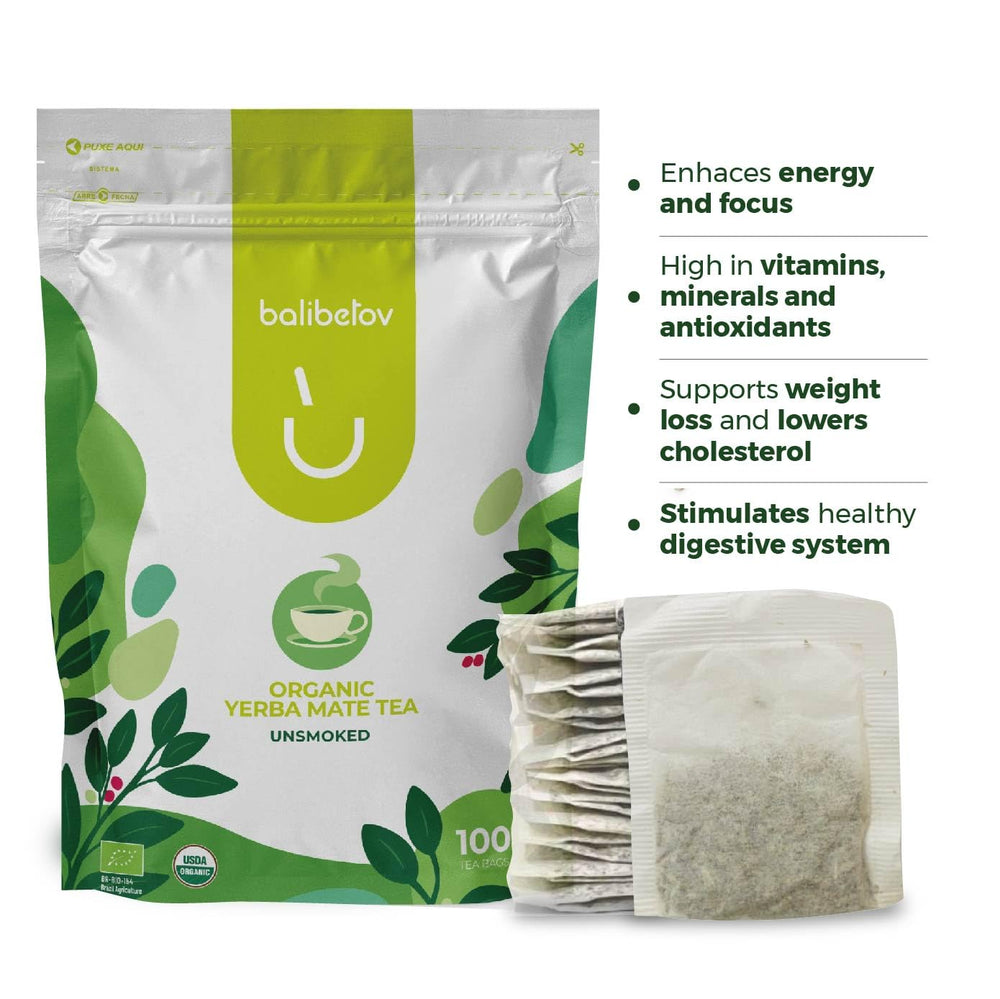 BALIBETOV organic certification label on yerba mate bags, ensuring quality.