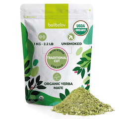 BALIBETOV Organic Yerba Mate loose leaf in 2.2 lb bag for hot or iced tea.