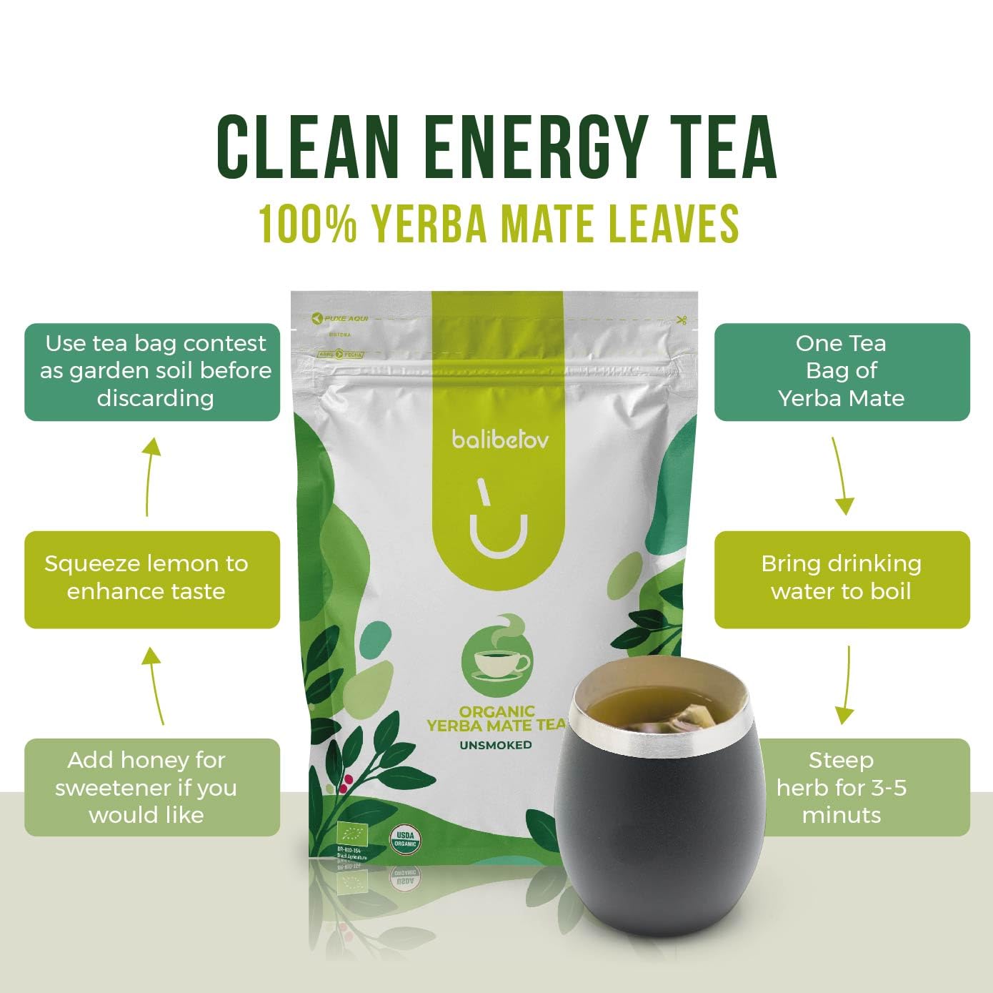 BALIBETOV iced yerba mate for refreshing afternoon focus.