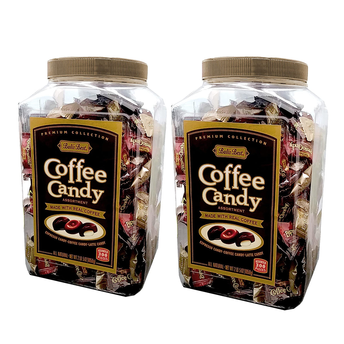 Bali's Best coffee candy jar front, a premium portable caffeine boost for busy days.
