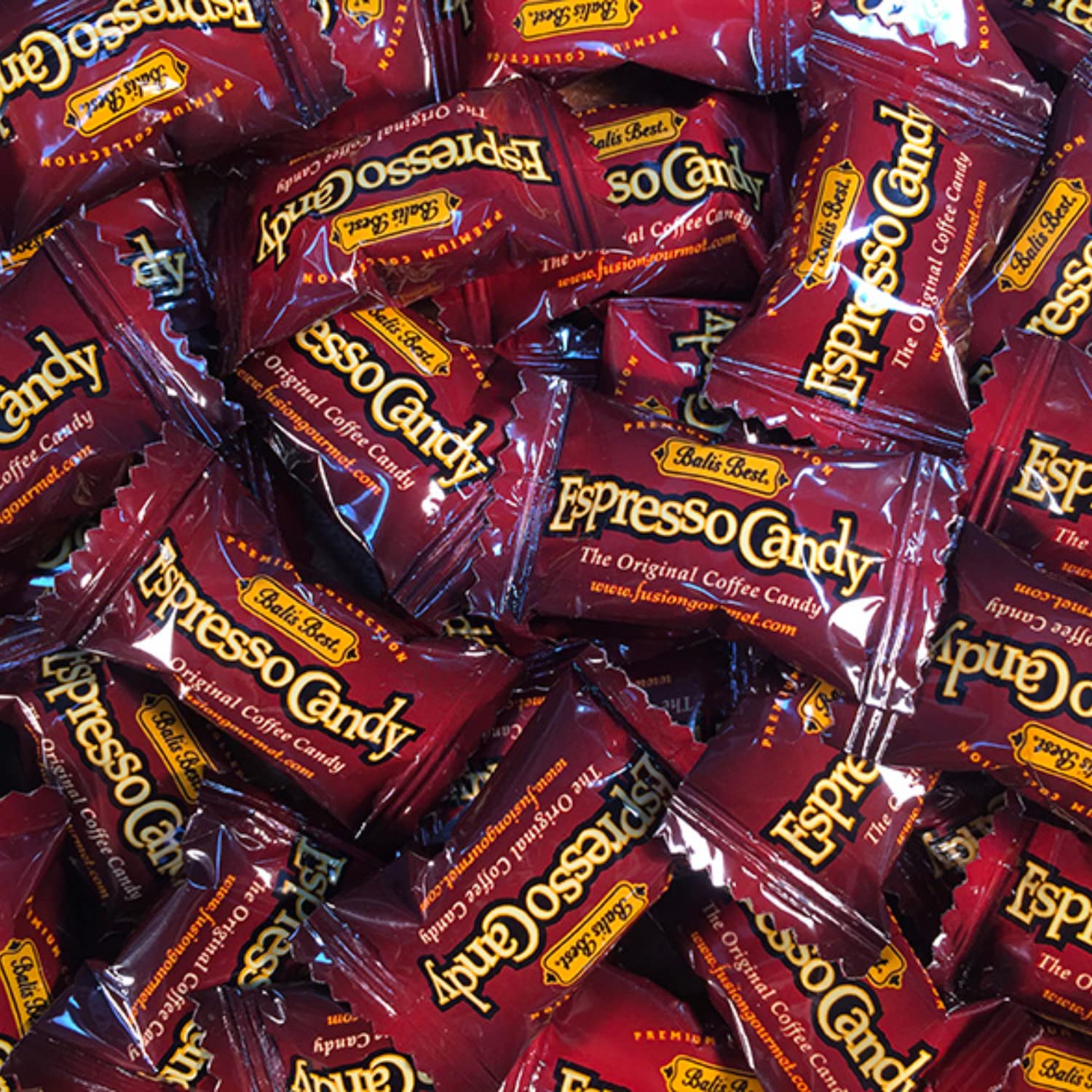 Bali's Best Espresso Candy foil wrap preserves freshness for each bite.