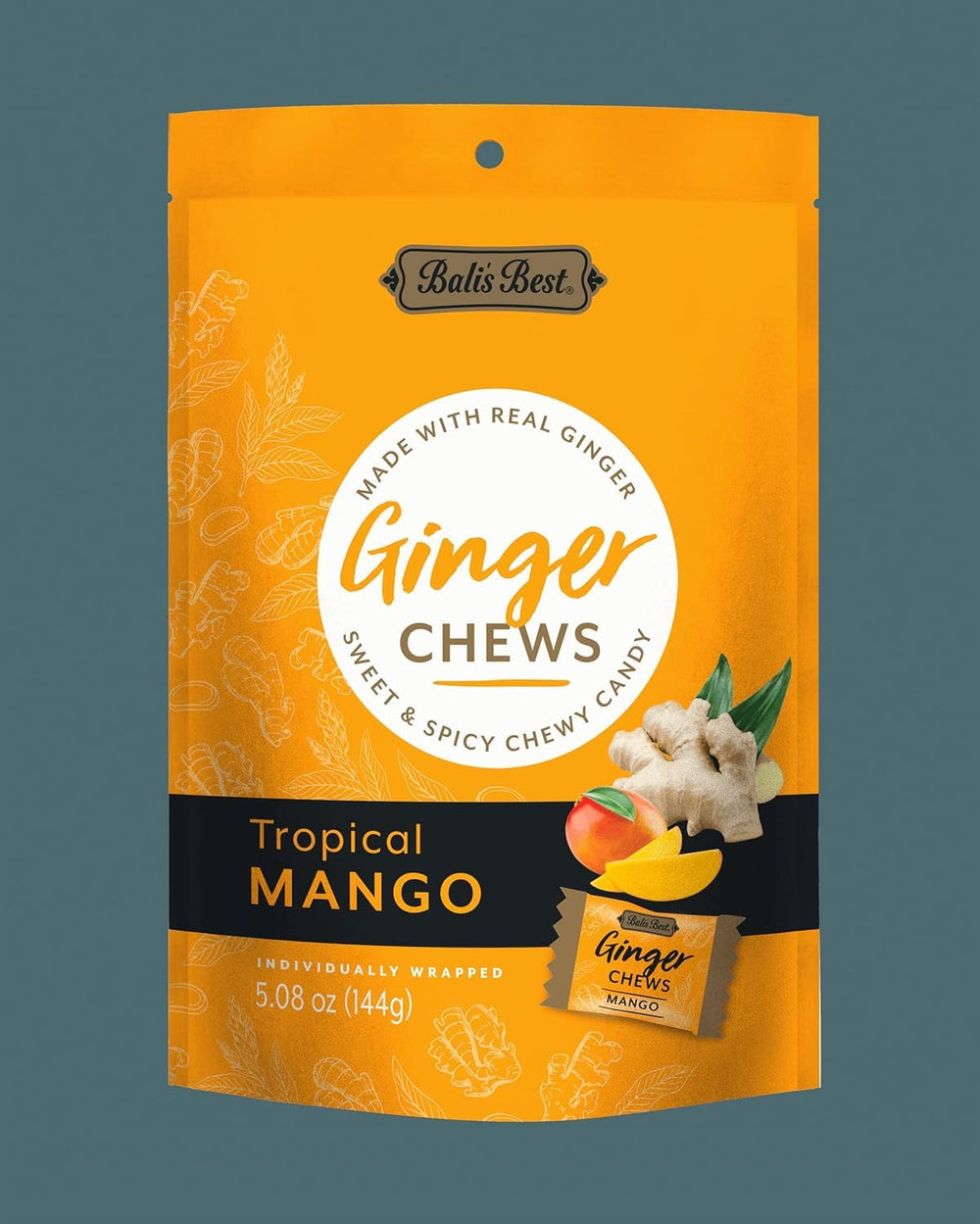 Bali's Best Ginger Chews foil-wrapped individually for freshness.