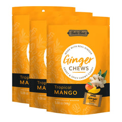 Bali's Best Ginger Chews Tropical Mango pack for on-the-go snacking.