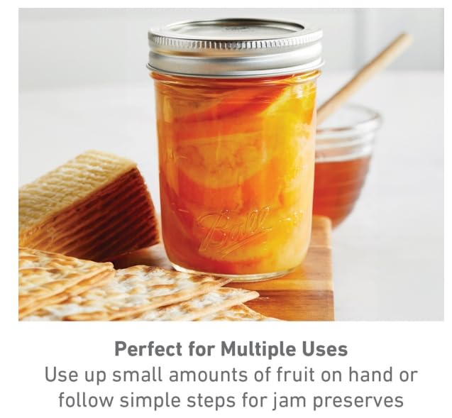 Ball Real Fruit Pectin jars ready to can, up to 22 half-pint per package.