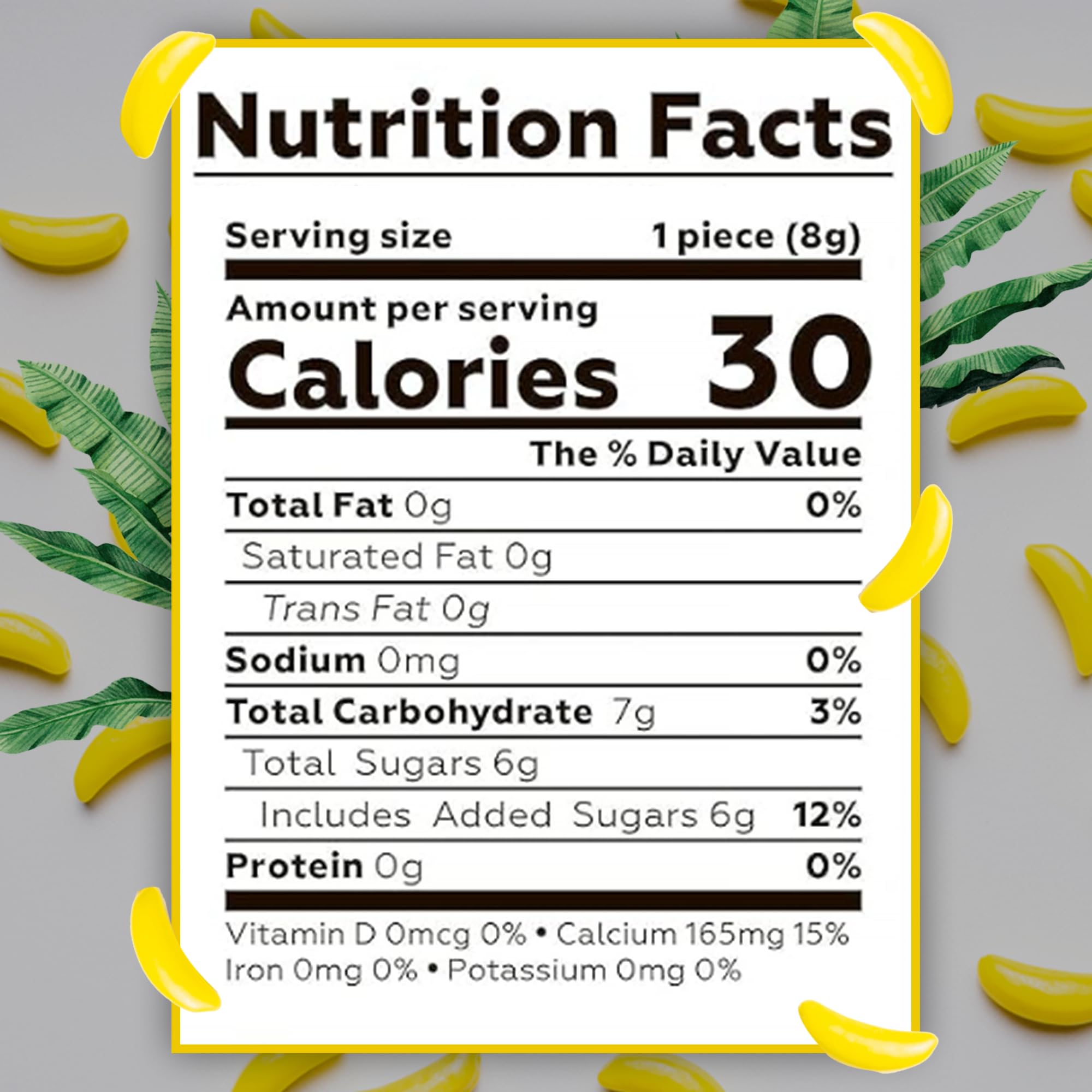 Bananarama banana candy closeup highlighting vivid yellow color.