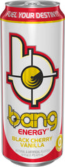 Bang Energy Black Cherry Vanilla icon denotes sugar-free formula and performance support