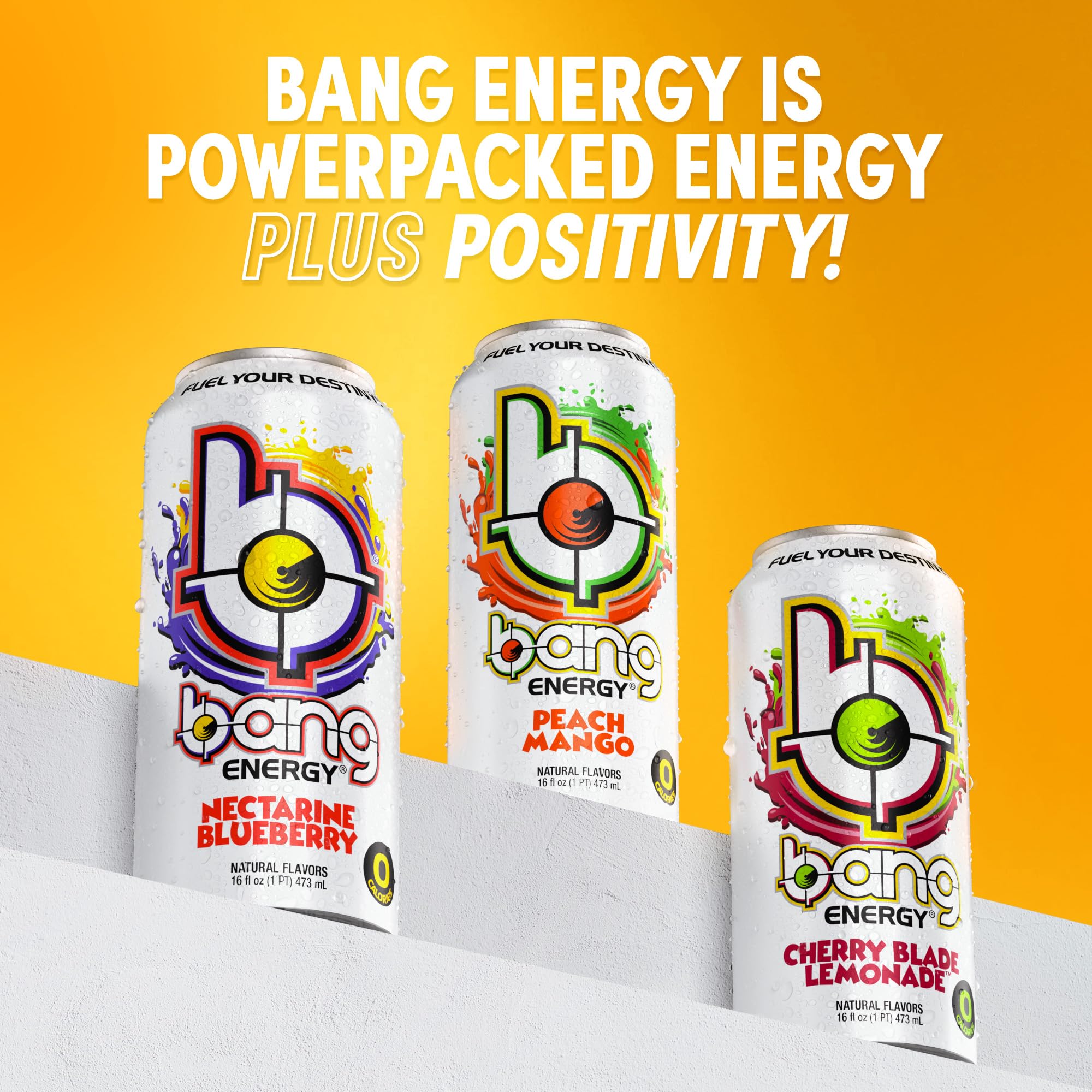Bang Energy Peach Mango flavor range 21 flavors note indicates variety.