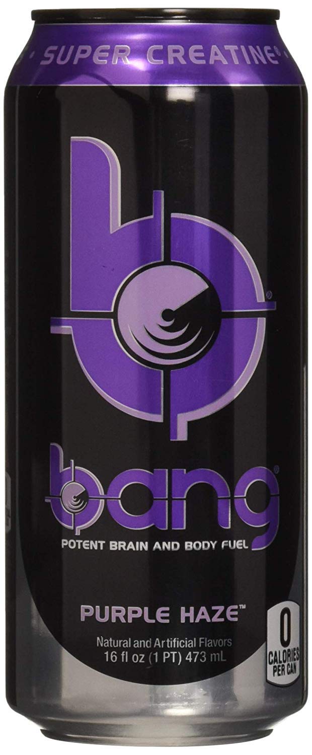 Bang Purple Haze glass with ice suggests quick hydration and focus