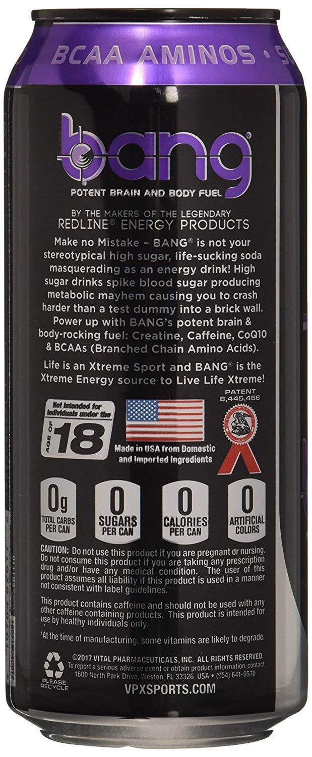 Bang Purple Haze side packaging showcases PhD formulation endorsement