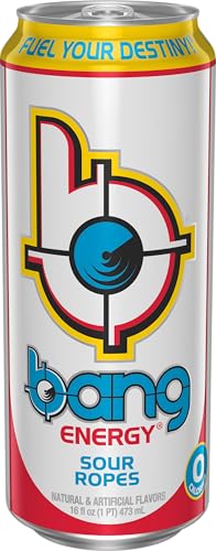 Close-up of Bang Sour Ropes label highlighting zero sugar and EAAs.