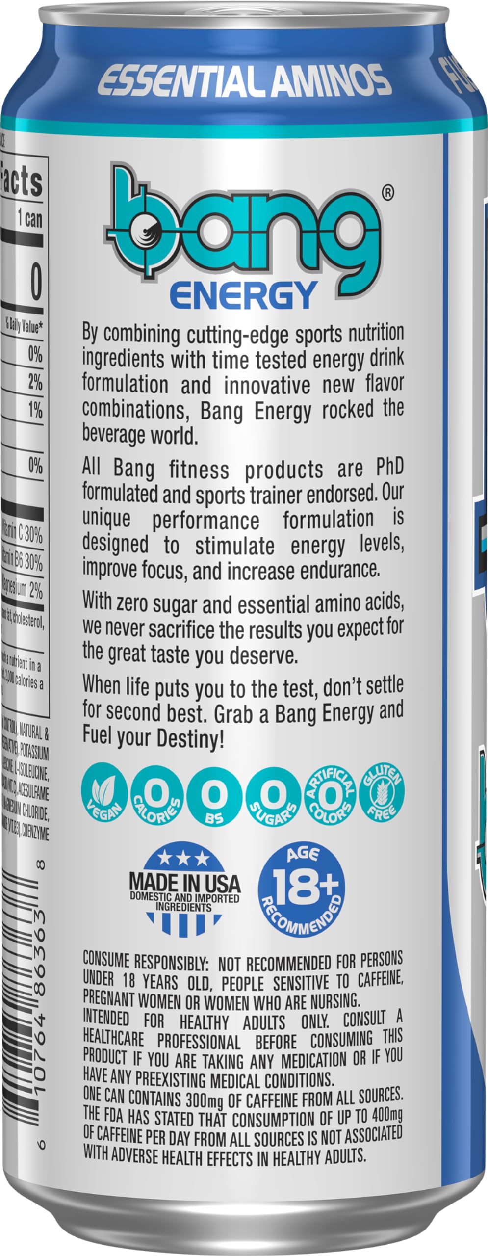 Bang Star Blast zero calories close-up signals guilt-free energy during busy days.