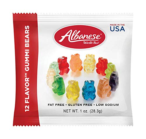 BANRIN Blue Hippo Albanese 12 Flavor Gummi Bears front-view pack for tasty, shareable snacking