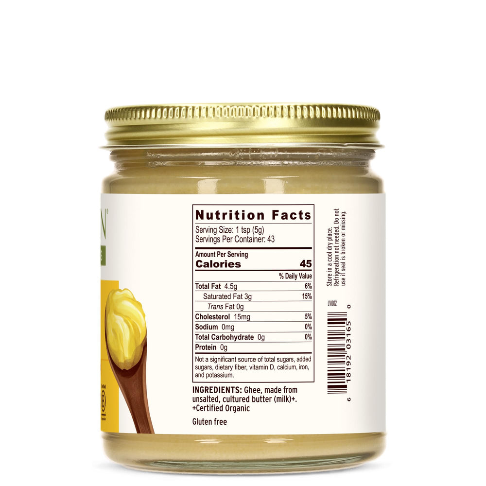 Pouring Banyan Botanicals ghee for smooth sautéing and browning.