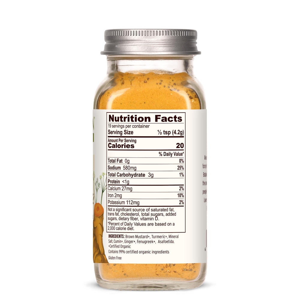 Banyan Botanicals spice mix over roasted vegetables for savory balance.