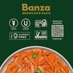 Banza Brown Rice Elbows in pot on stove ready for quick meal