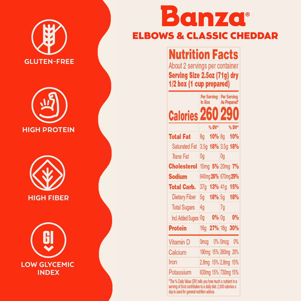 Close up of Banza Elbows and Classic Cheddar Mac and Cheese pasta texture