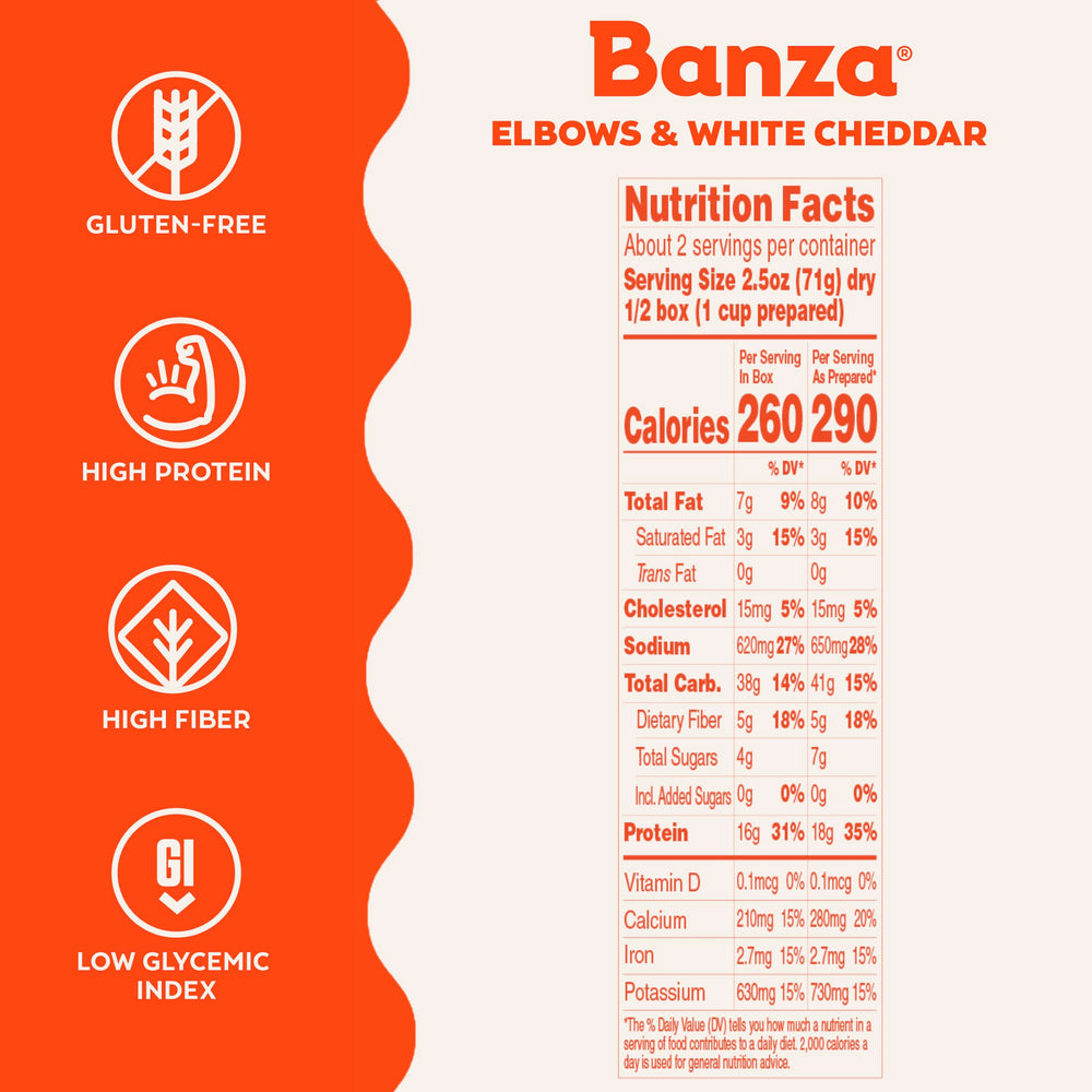 Banza Mac & Cheese ready in eight minutes for fast meals.