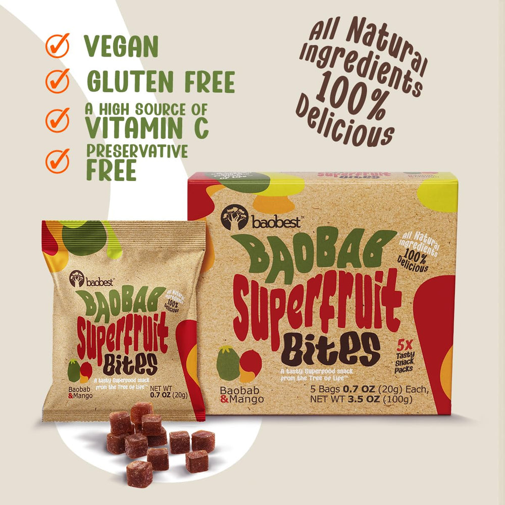 Baobest Superfruit Bites Tree of Life story, wild-harvested from African baobabs.