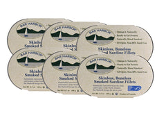 Bar Harbor skinless boneless smoked sardine fillet showing tender texture and clean flavor