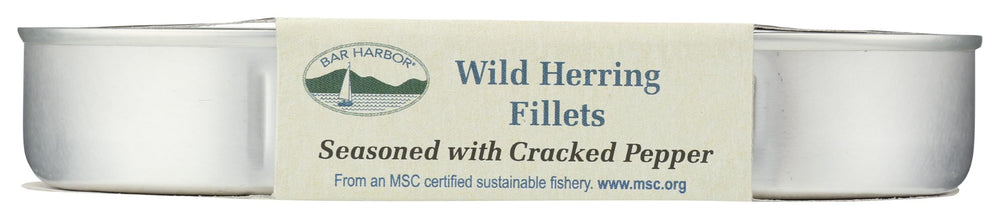 Bar Harbor brand display emphasizing premium wild-caught herring.
