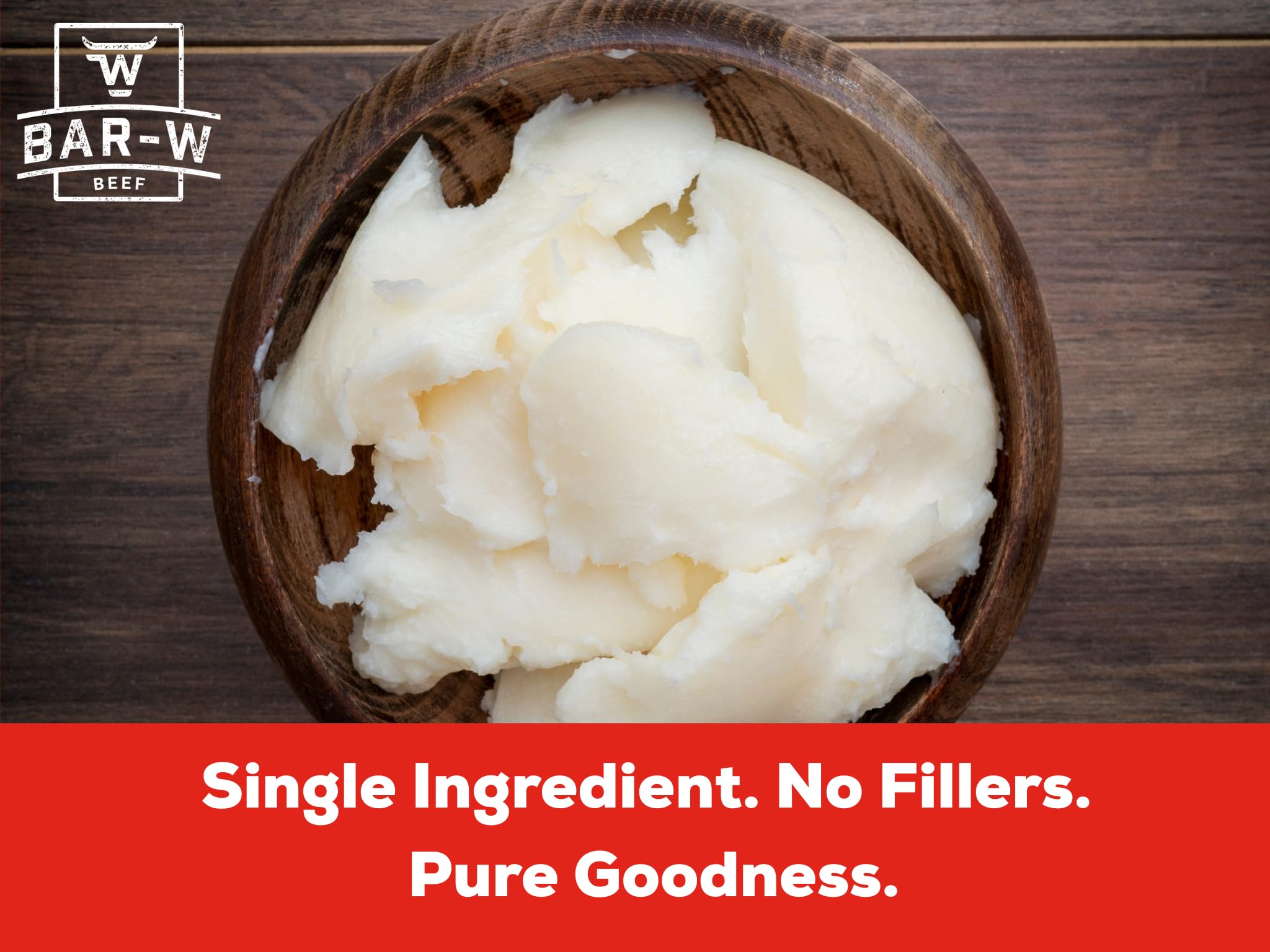 Bar-W Beef Tallow gallon pail emphasizes bulk, long-lasting cooking fat.