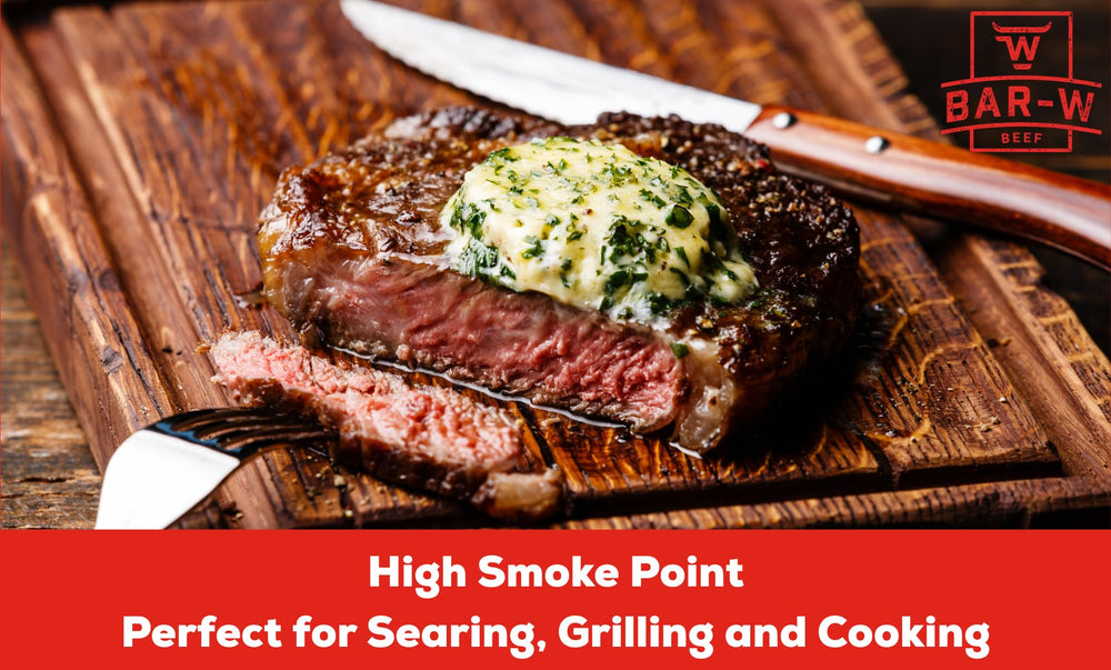 Bar-W Beef Tallow melted glow signals easy, versatile cooking use.