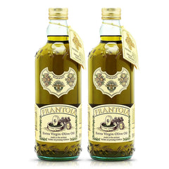 Barbera Frantoia olive oil bottle 1L on kitchen counter, great for finishing seafood