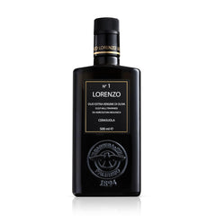 Barbera Lorenzo N°1 olive oil bottle displayed for gourmet cooking and premium flavor.
