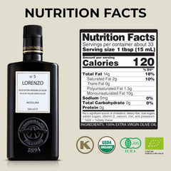 Barbera Lorenzo No.5 label close-up highlights Sicilian origin and cold extraction.