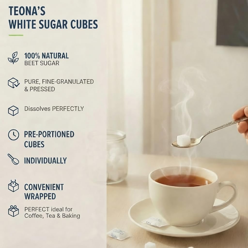 Recyclable packaging supports sustainable hospitality with Teona's 152 sugar cubes.
