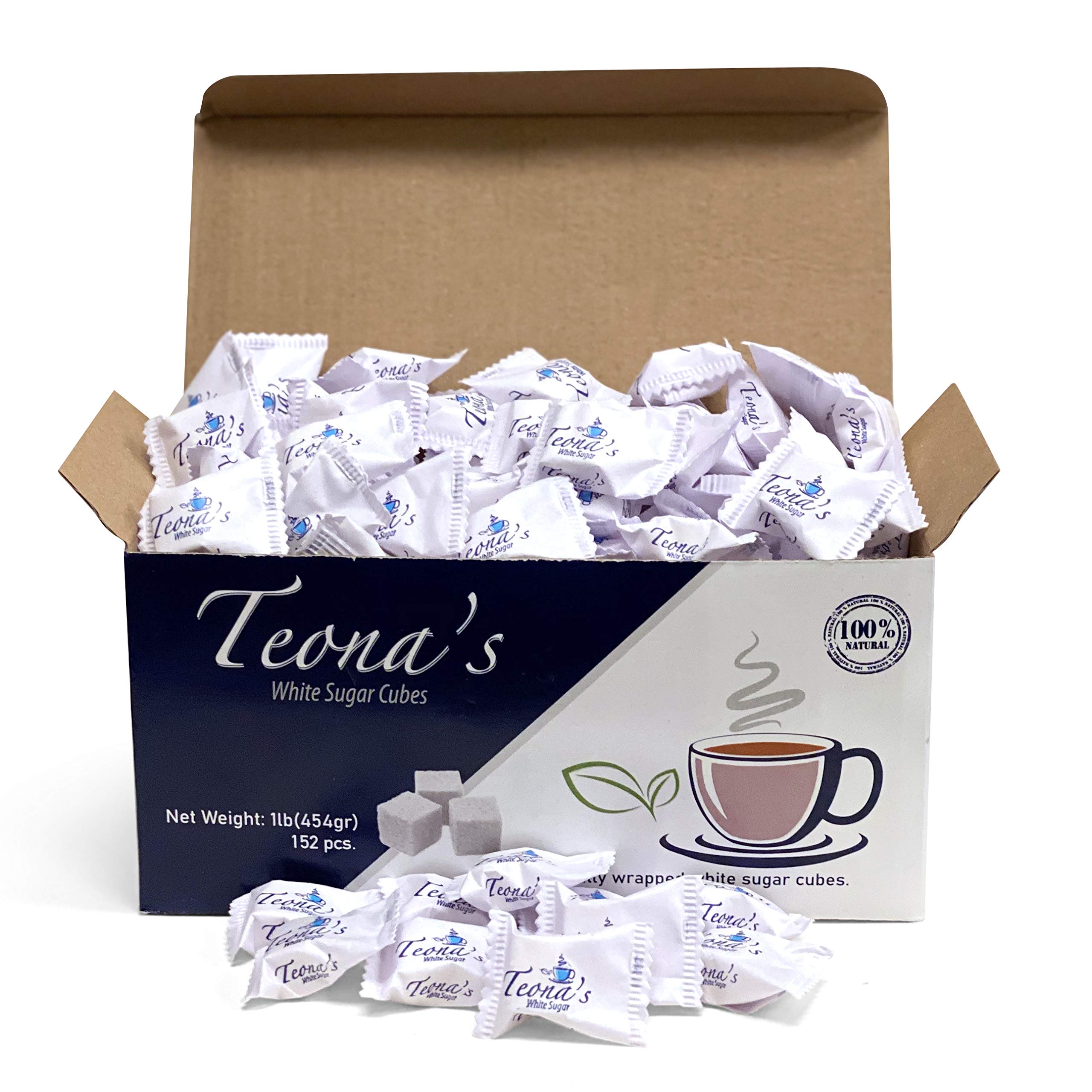 BARBERUPP Teona's 152 white sugar cubes, individually wrapped for café freshness and clean serving.