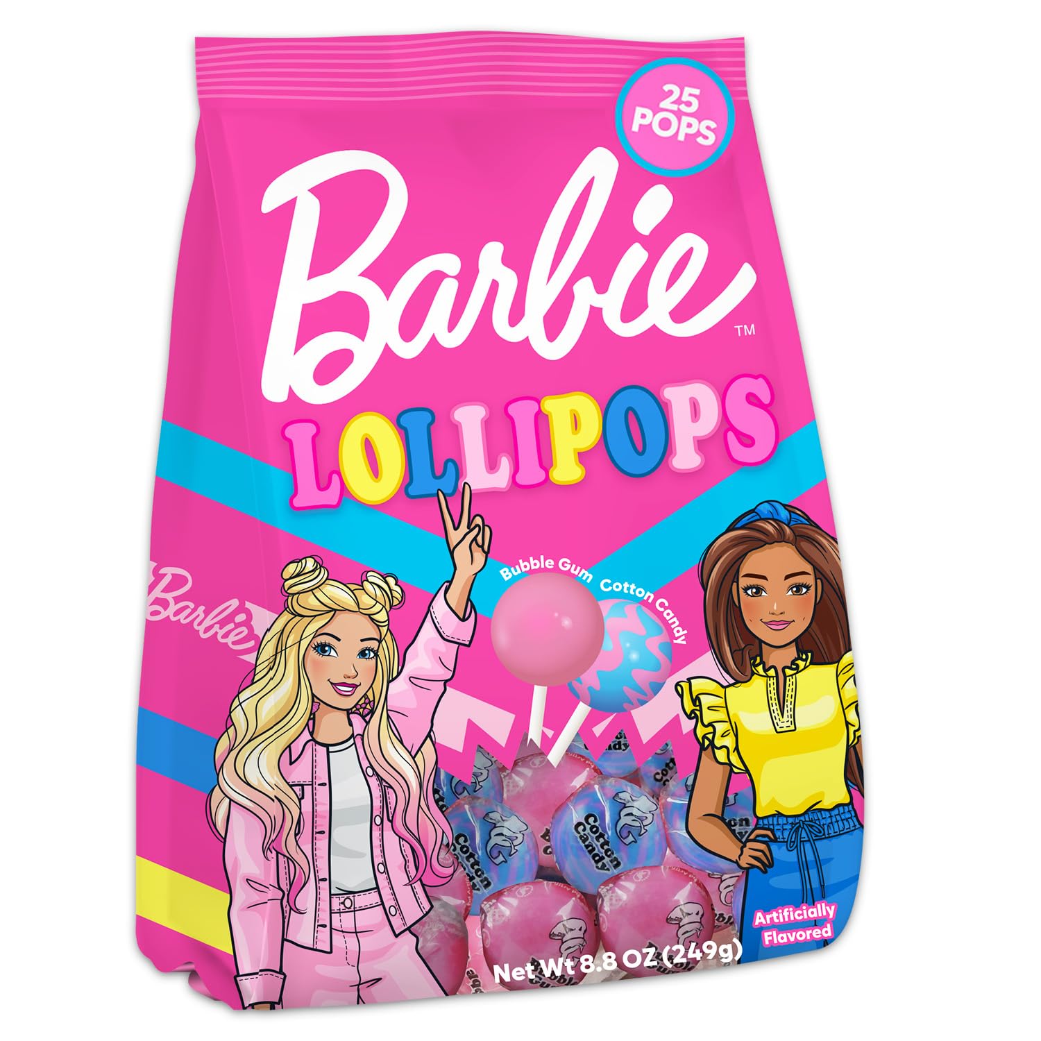 Barbie candy bag with assorted flavors, ideal for pinatas and loot bags.