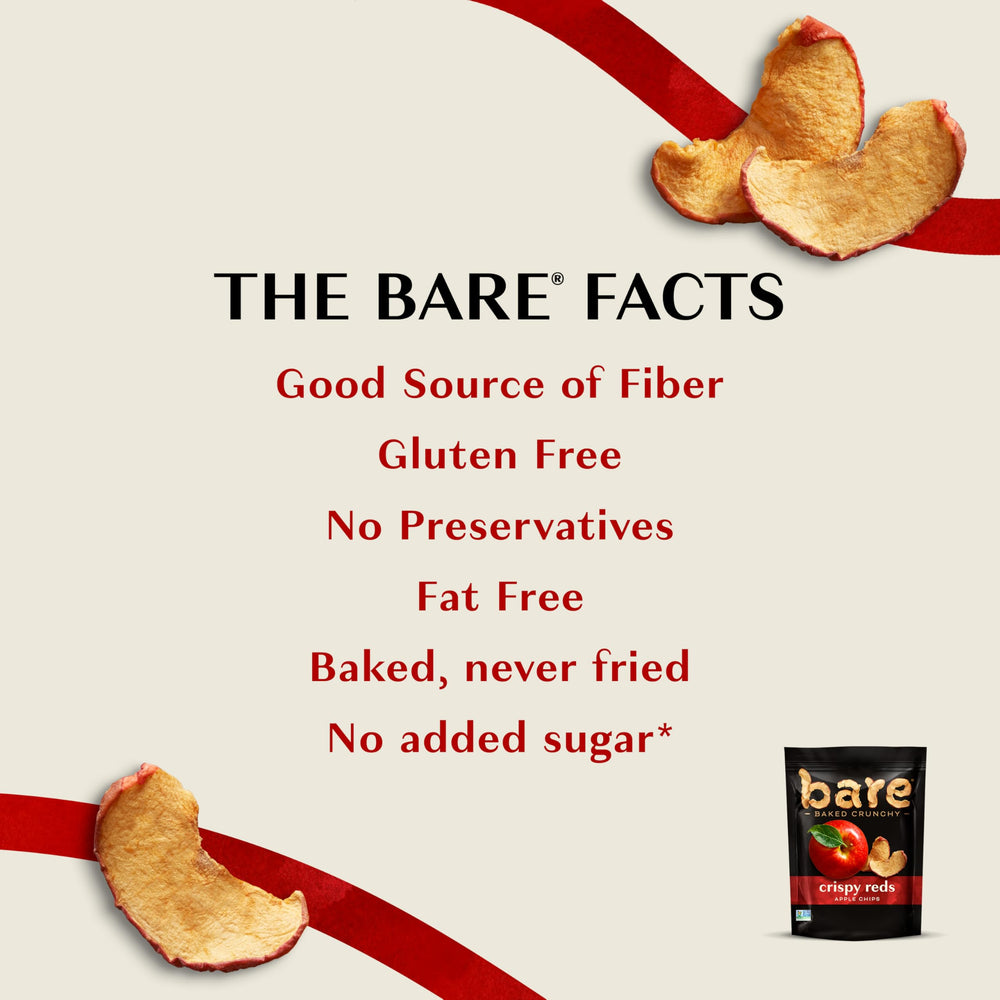 Bare Apple Chips gluten-free snack with dietary fiber benefits.
